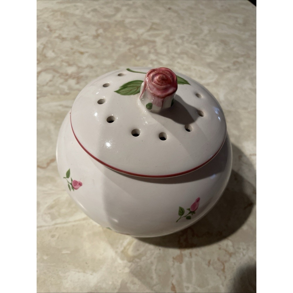 Vintage Shabby Chic Pink Roses Potpourri Teleflora Gift/ Decorative Trinket Dish